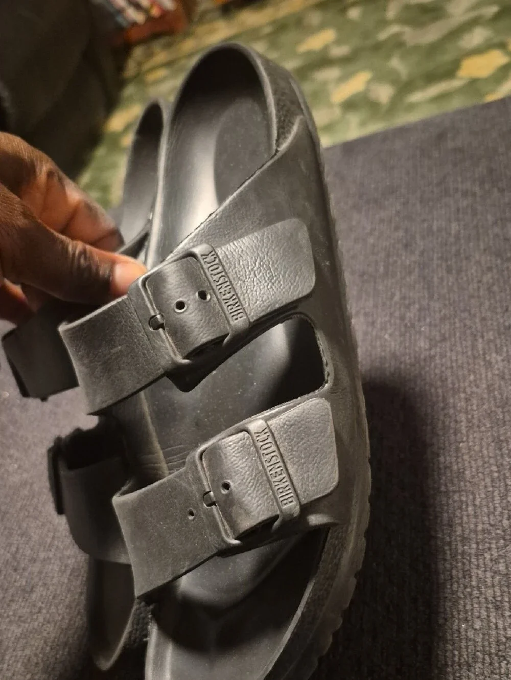 Birkenstock Men's Black Double-Buckle Slide Sandals